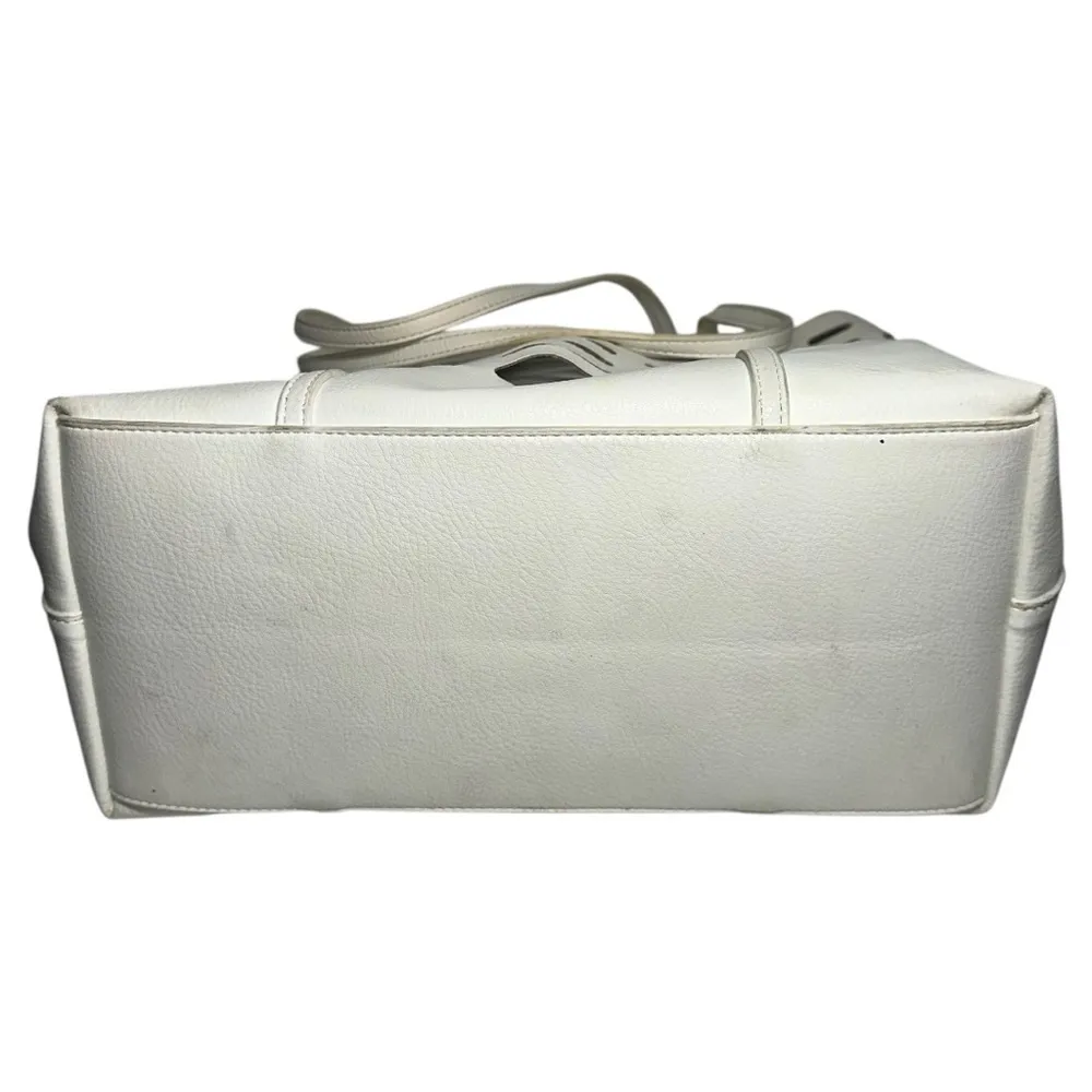 Anthropologie White Rafaella Large Faux Leather Toe Bag - Image 6