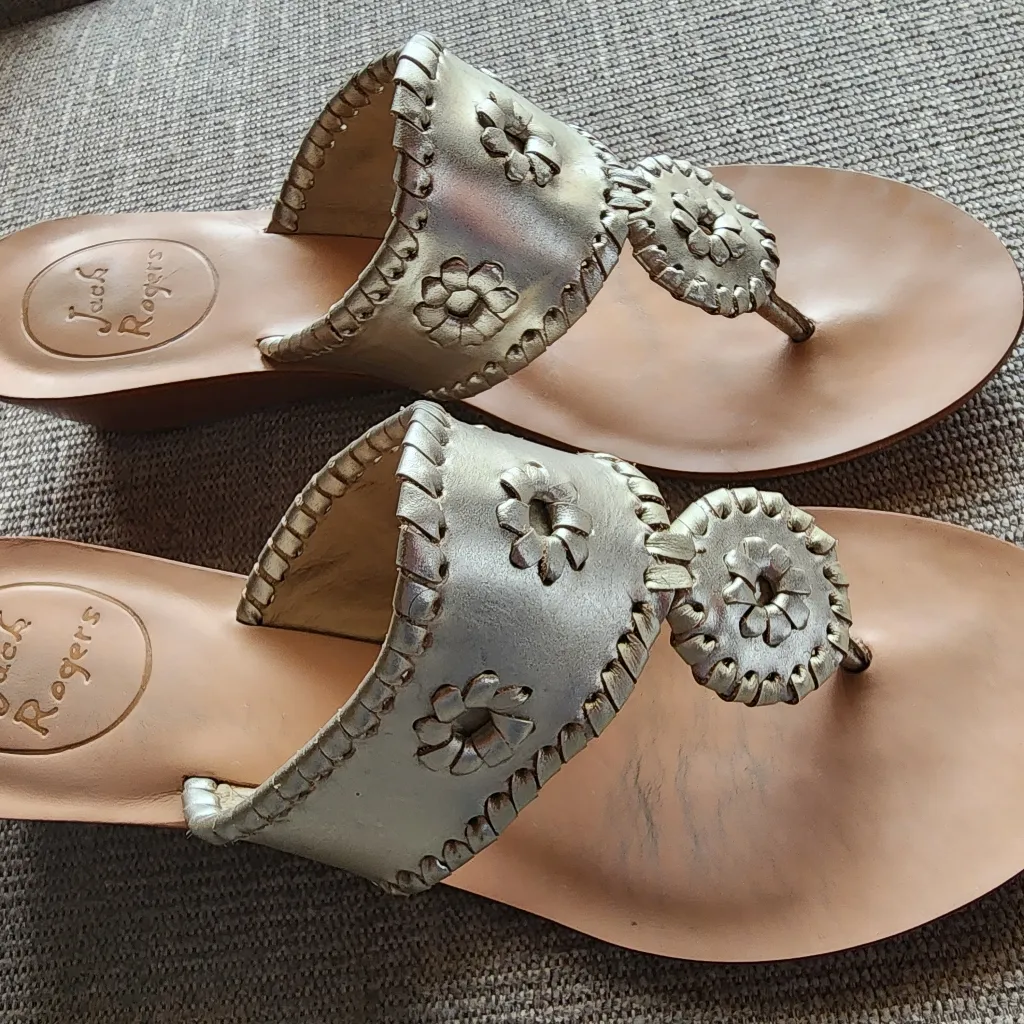 Jack Rogers Metallic Slip On Thong Wedges/ 7.5M-FIT LIKE SZ 7 - Image 3