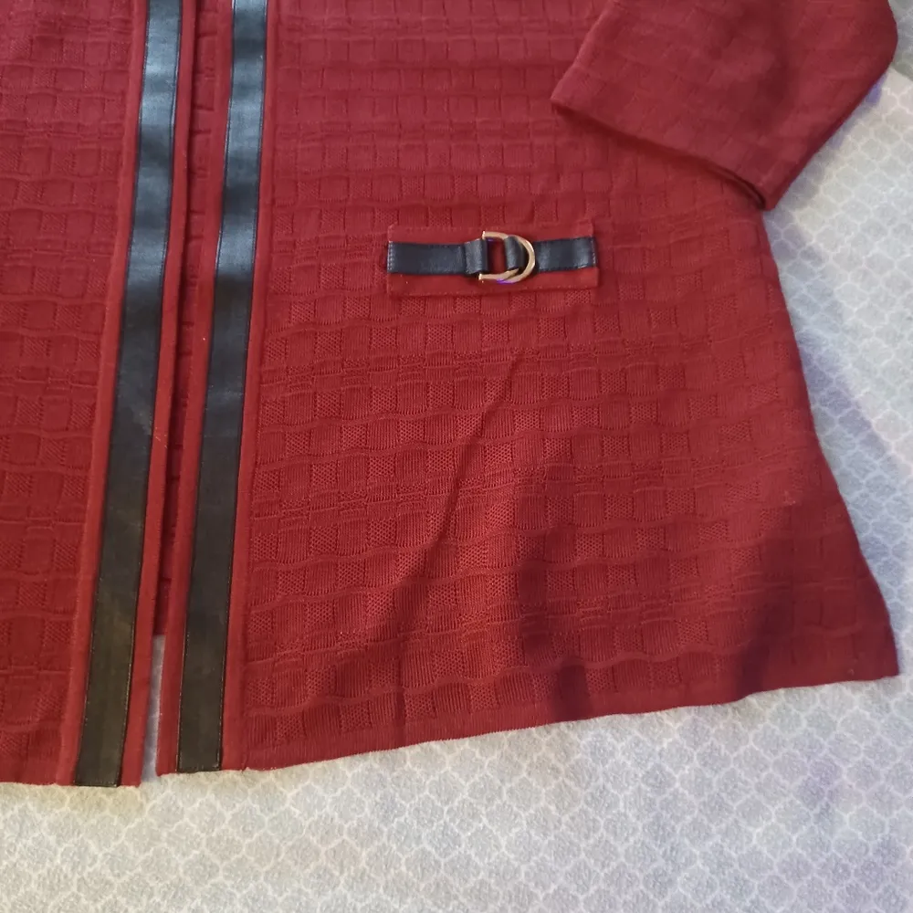 MISOOK Jacket Cardigan Duster Jacket Open Front Women’s Size 1X red text… - Image 5