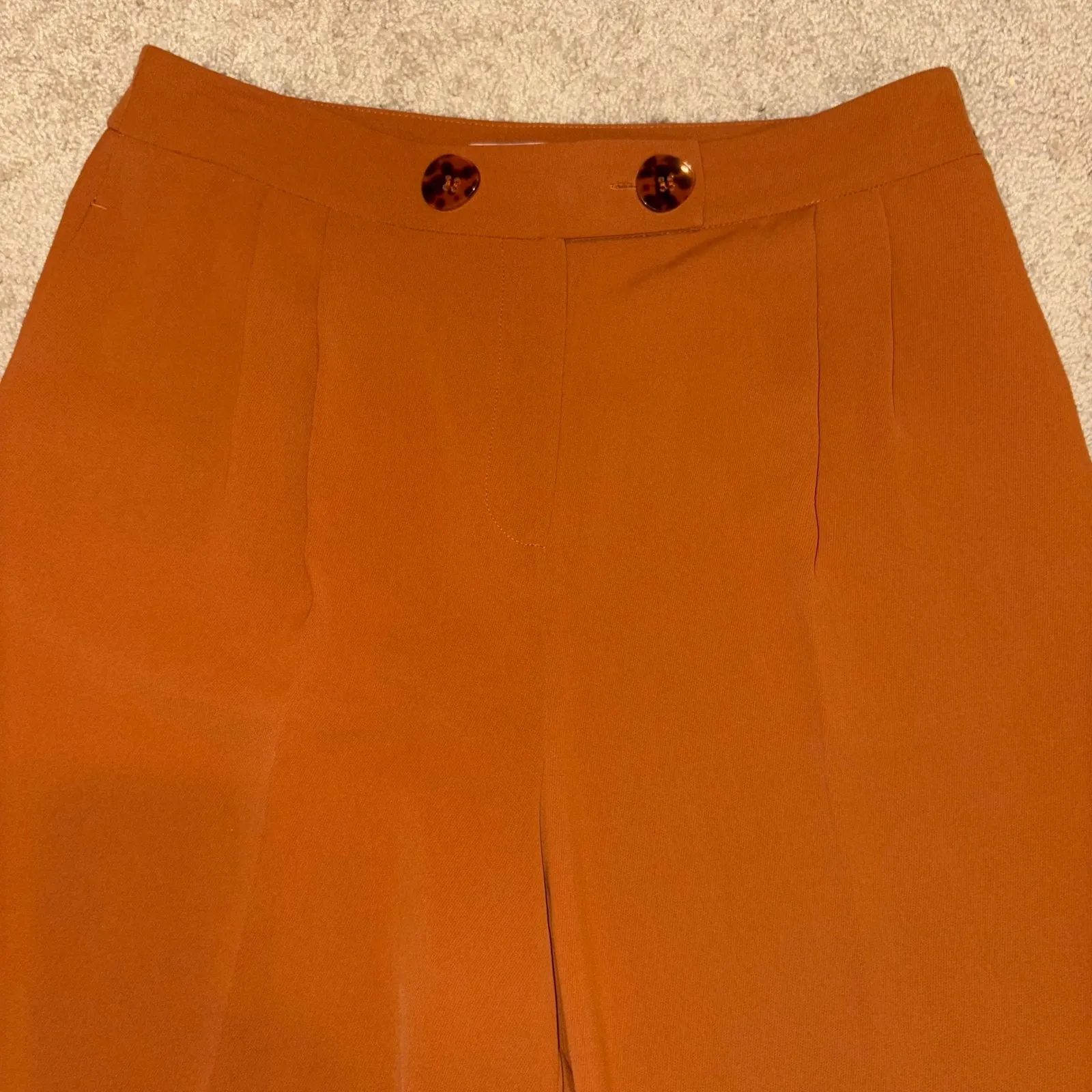 Topshop Culottes Wide Leg Cropped High Waist rust Brown Trousers‎ US 10 - Image 3