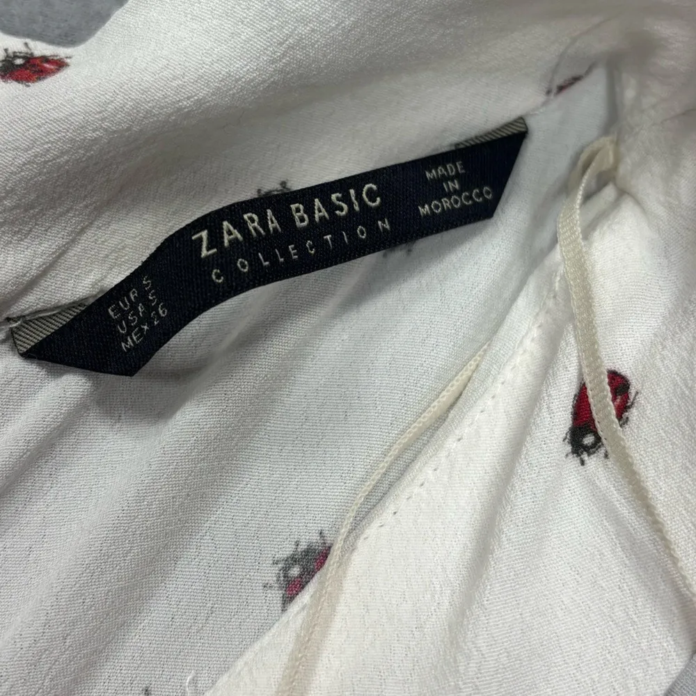 Zara Basic Small White‎ Sleeveless Ladybug Tank Too Draped Blouse Tie Back - Image 6