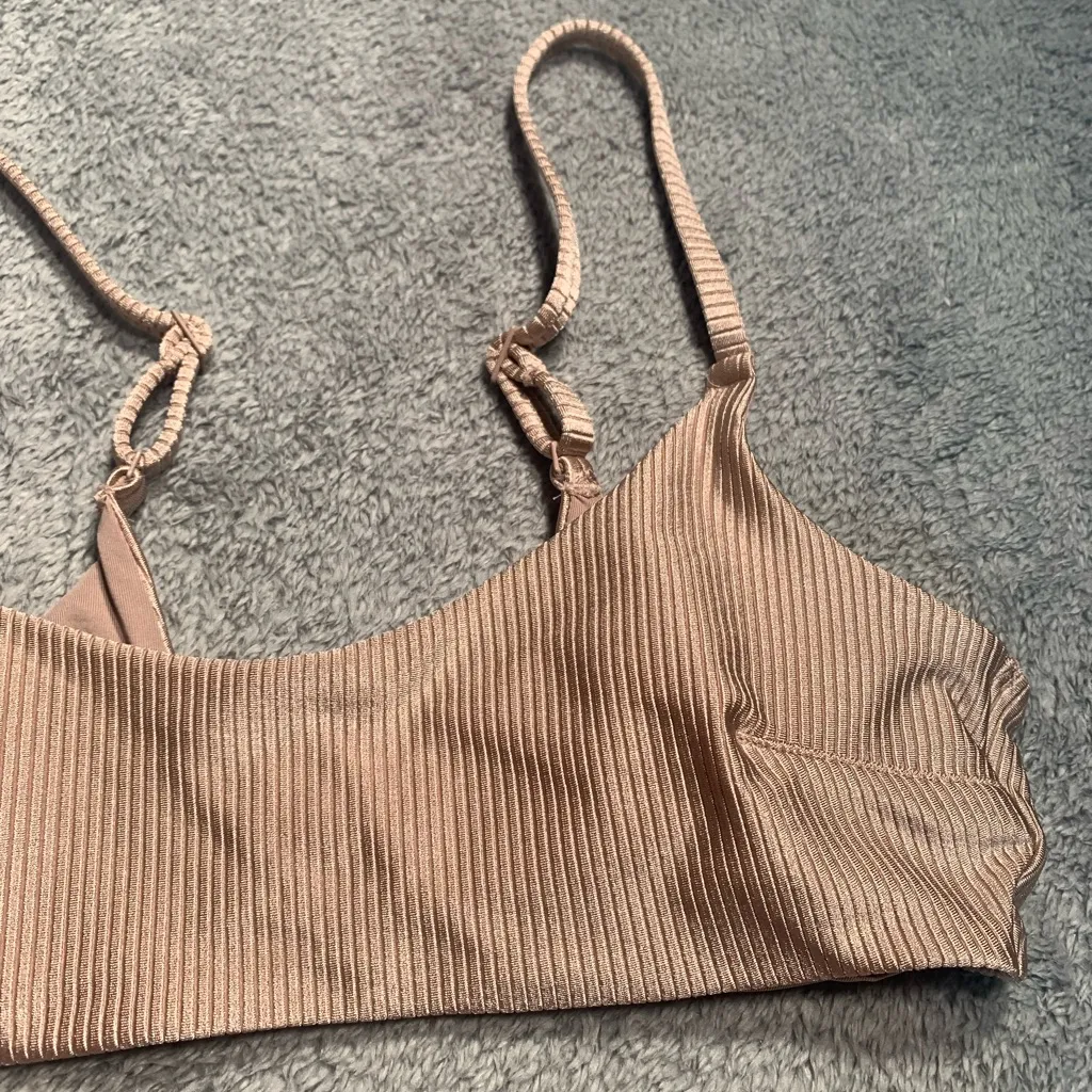 Aerie Light Brown Ribbed scoop swim top - Image 3