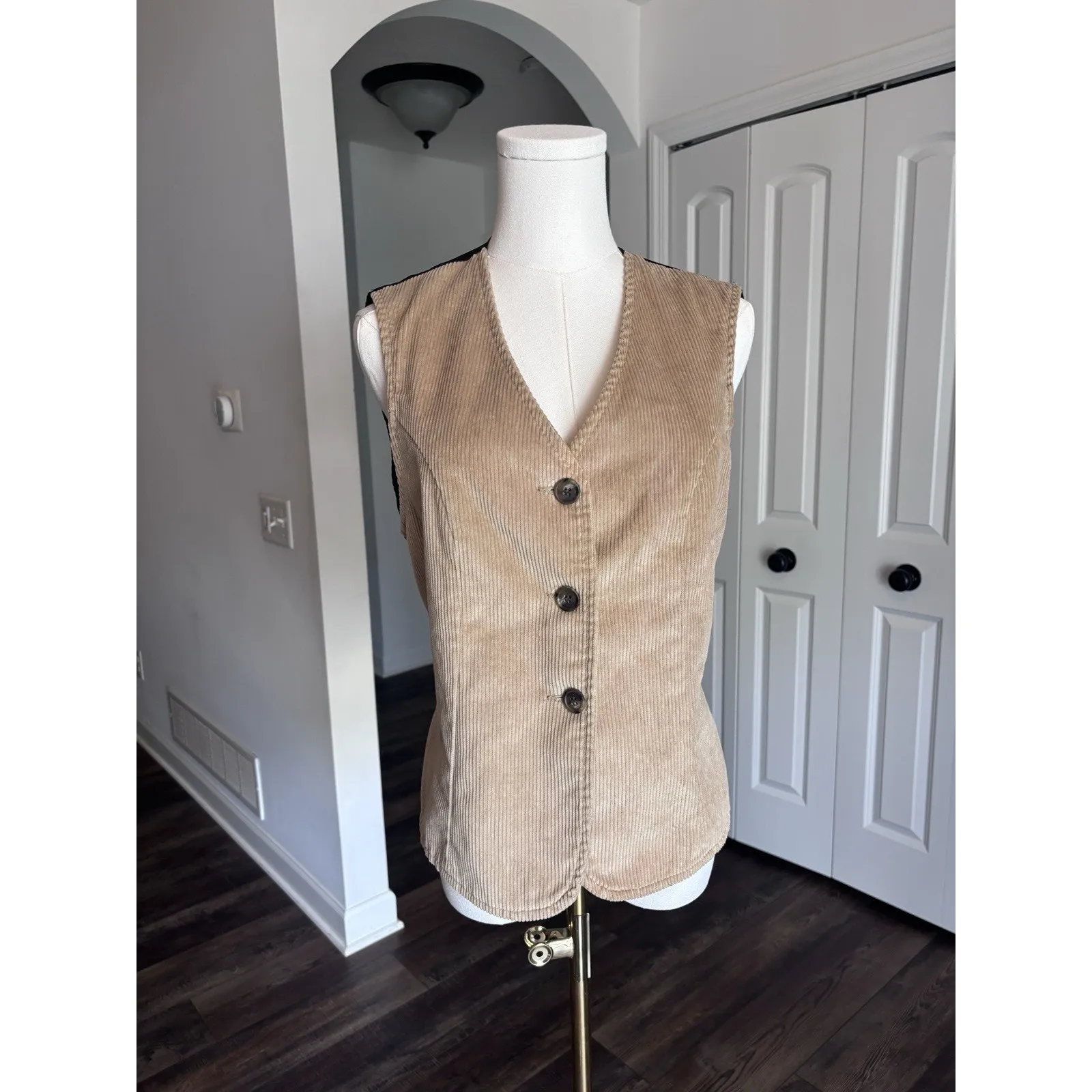 Vintage Corduroy Cord Vest Womens Button Up 70s Tan Western Medium Woolrich - Image 4