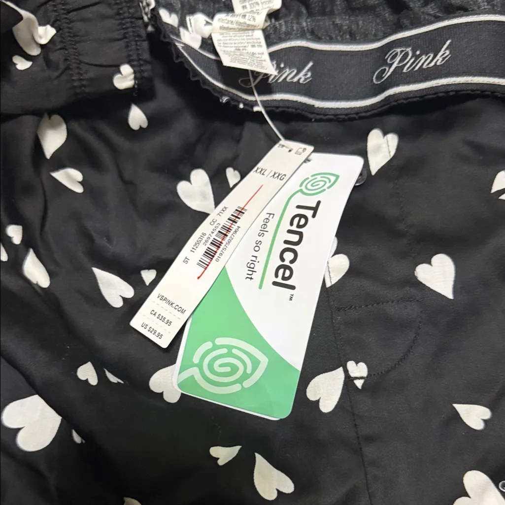 🩷PINK Victoria's Secret Black and White Heart Pajama Shorts - Image 2