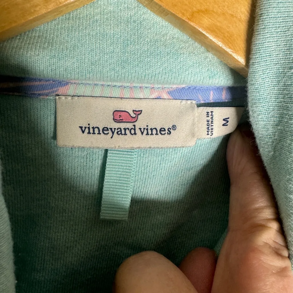 Vineyard Vines Pullover Size Medium Teal Classic Island Palms Floral Shep‎ CP - Image 3