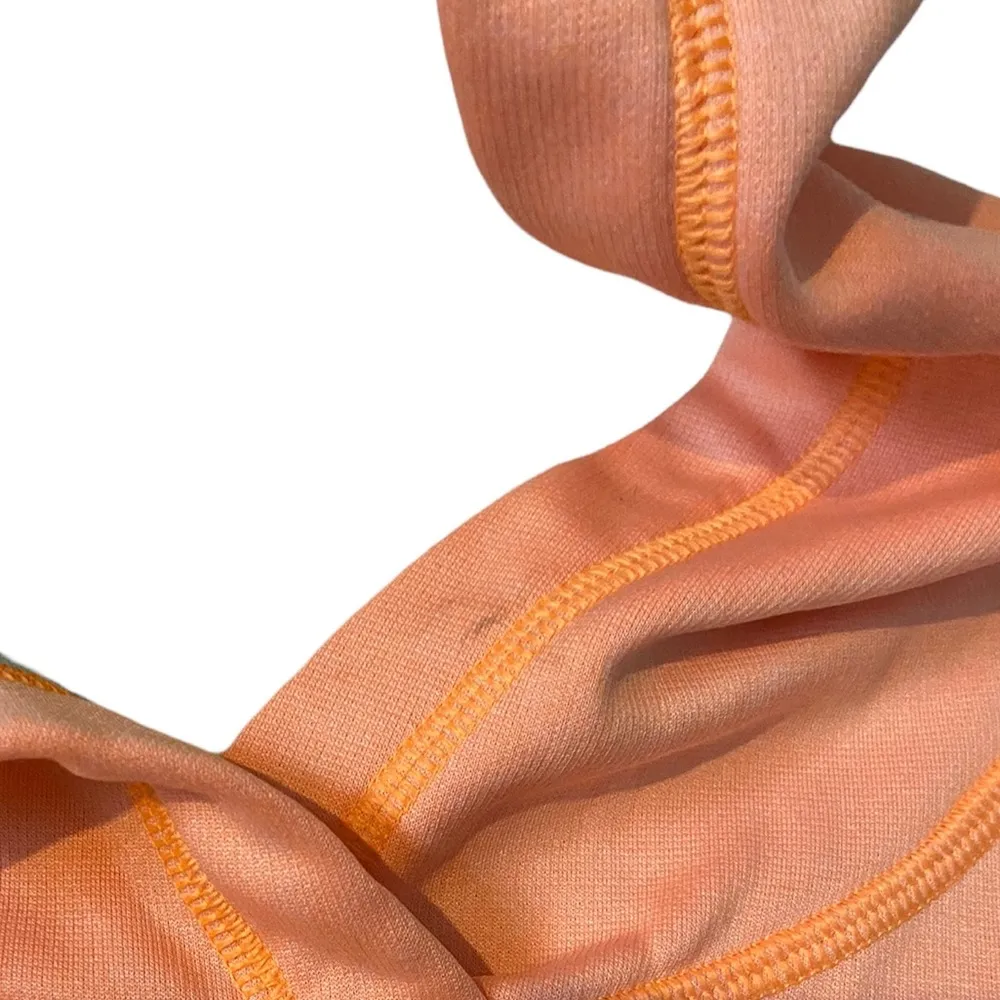 The North Face neon orange with teal writing size XL hooded sweatshirt. - Image 5