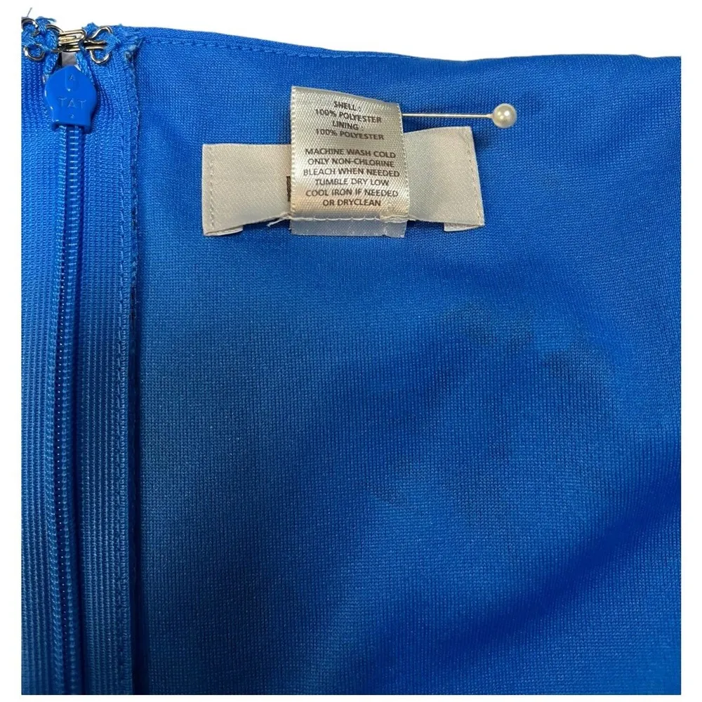 Ann Taylor Loft Floral V Neck Spaghetti Straps Tie Zip Up Dress Blue 14 - Image 9