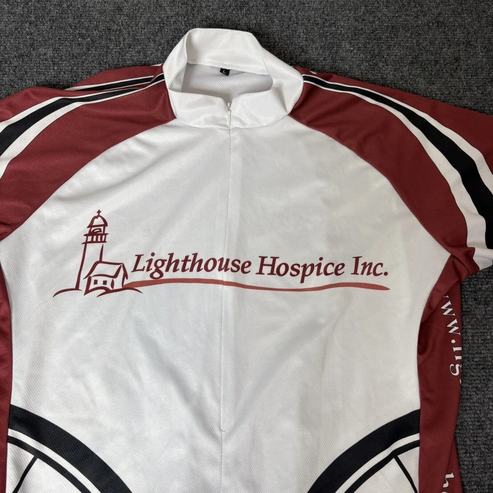 Lighthouse Hospice Jersey Adult L White Red‎ Half Zip Polyester Back Pockets Size L - Image 3