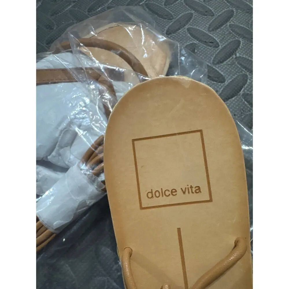 Dolce Vita Womens PRAX Cognac/Tan Leather Thong Sandals Shoes 6 Tan - Image 4