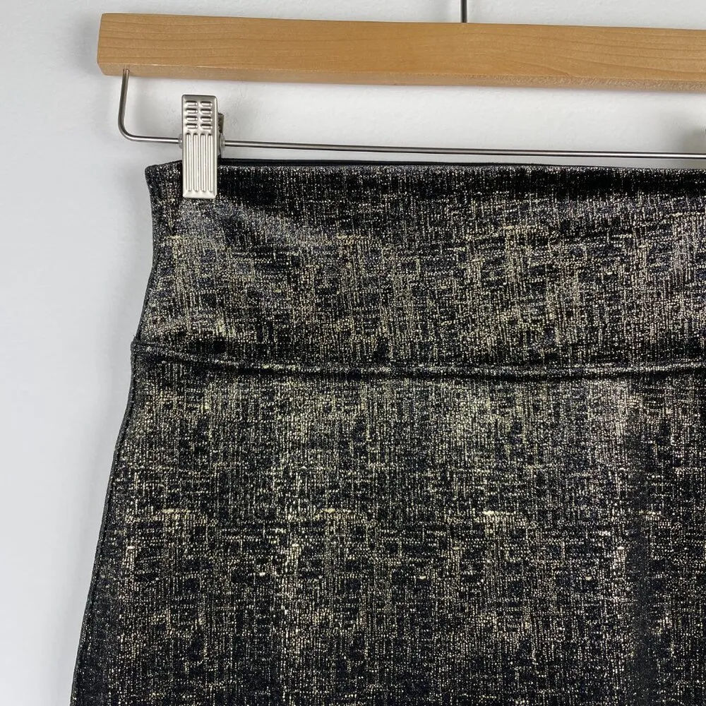 Spanx Velvet Leggings Black Gold Metallic Shine Shimmer High Rise 20188R - Sm P - Image 3