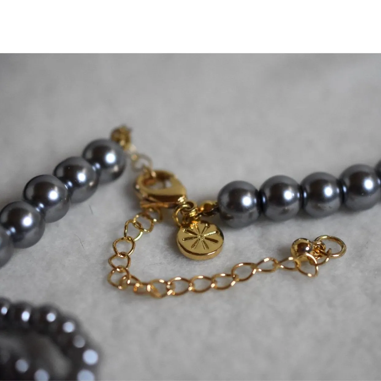 NWOT Isaac Mizrahi Deep Gray Faux Pearl Beaded Knotted Layered 18"- 22" Necklace - Image 4