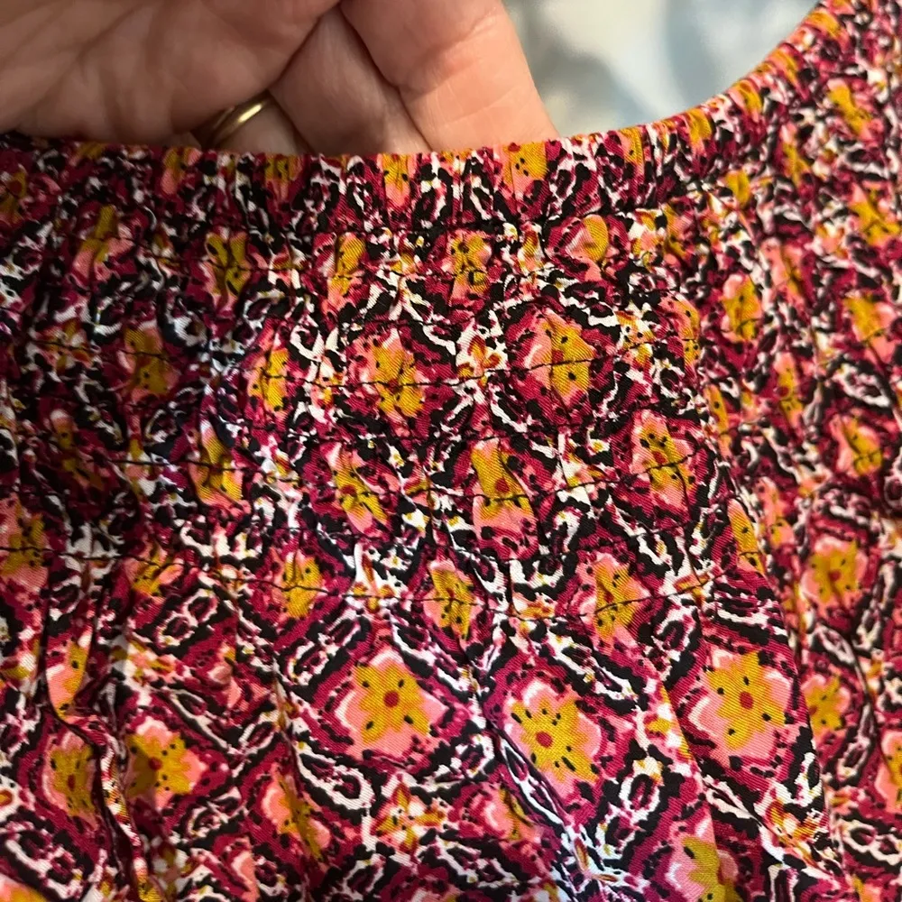 Smocked Crop Top Peasant Flowy New Shirt Womens XS - Image 10