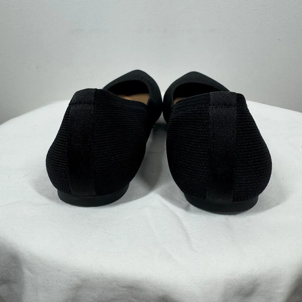 Cynthia Rowley Chelsea Flat Women 7.5 Black Pointed Toe Knit Slip On Casual Work - Image 5