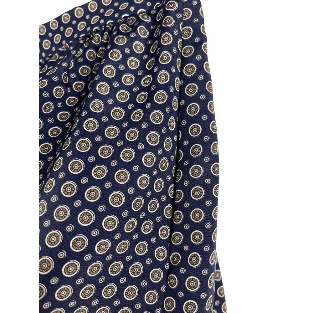 Apostrophe Navy Blue Two Piece 90s Geometric Satin Feel 3/4 Sleeve Skirt Set 14 - Image 5