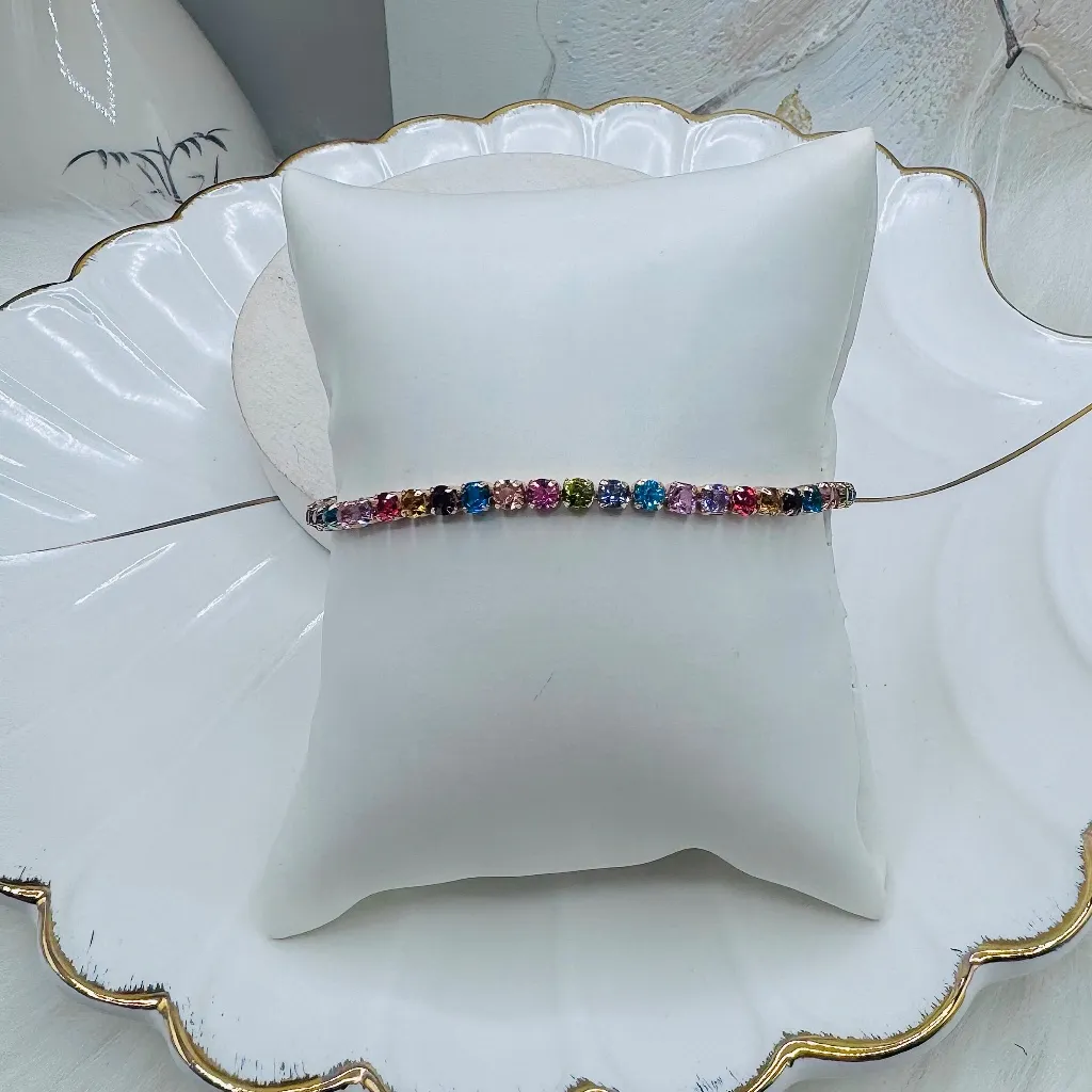 Colorful Rhinestones Adjustable Bracelet - Image 3