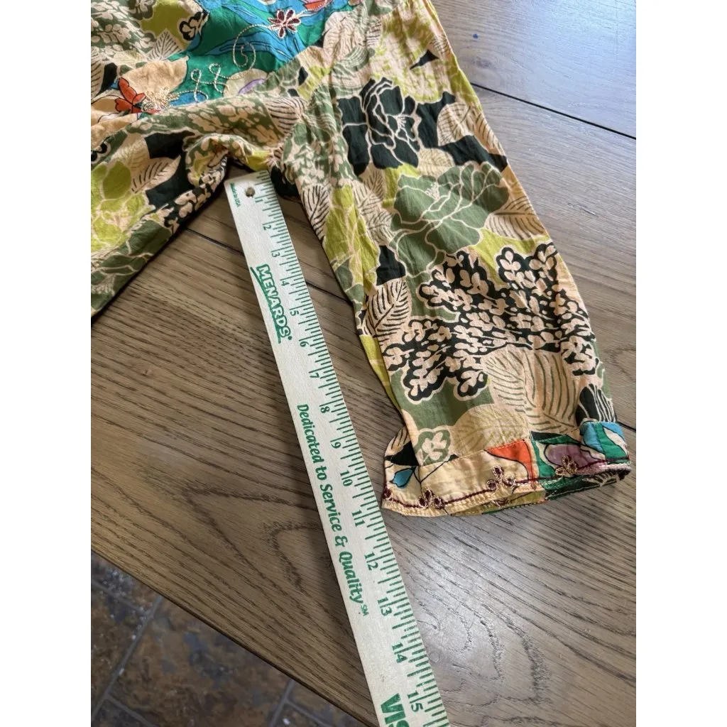 Kathmandu To You Women Measured Tropical Hawaiian Tunic Top Long‎ Sleeve Rayon - Image 3