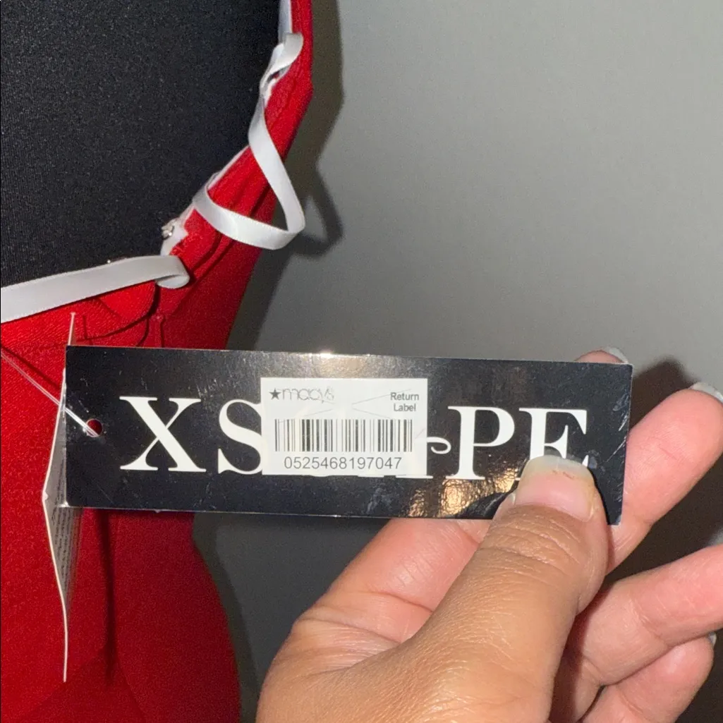 Xscape Red Off-Shoulder Maxi Dress - Image 4