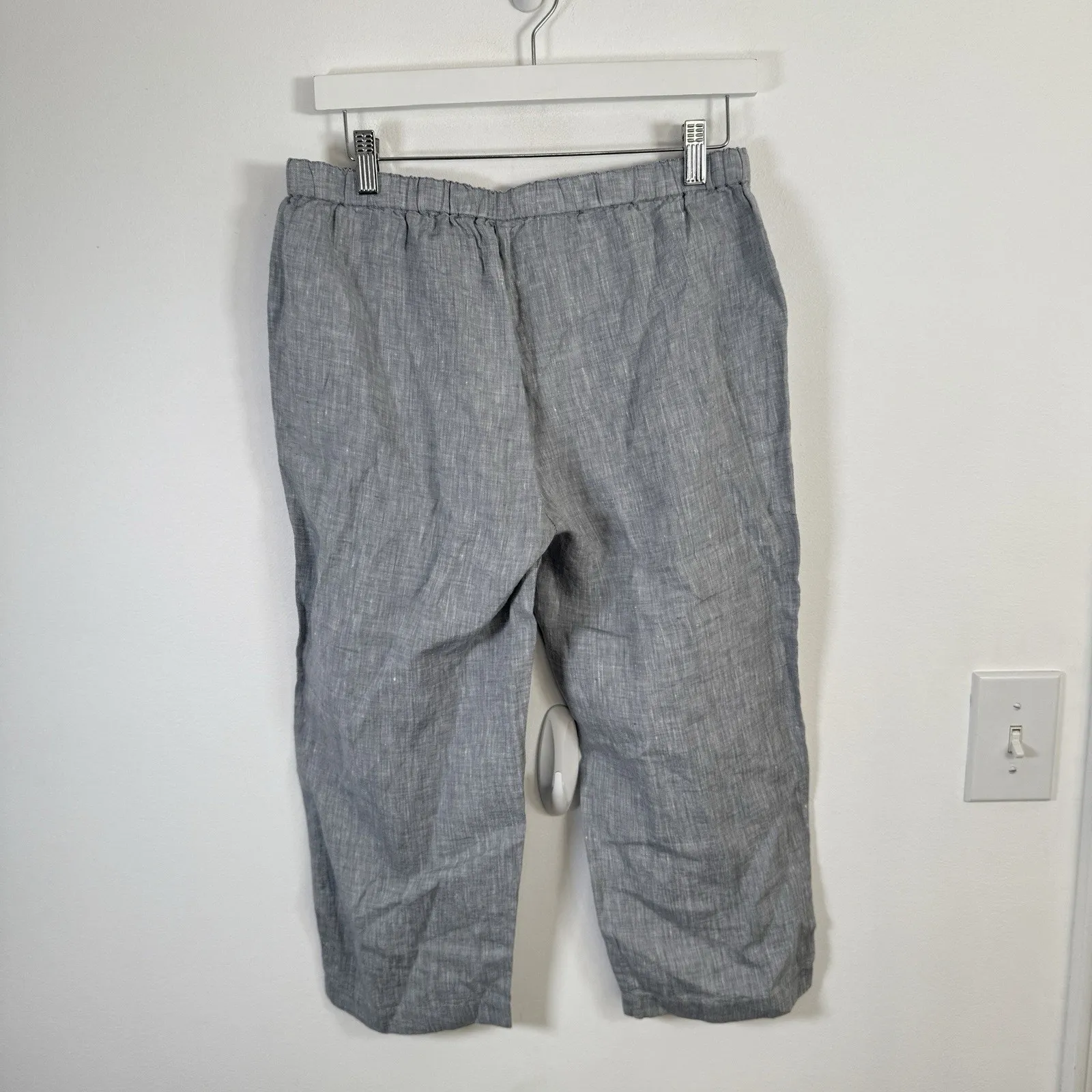 Eileen Fisher Straight Crop Pant Chambray Blue 100% Linen Lagenlook NEW Women PM - Image 4