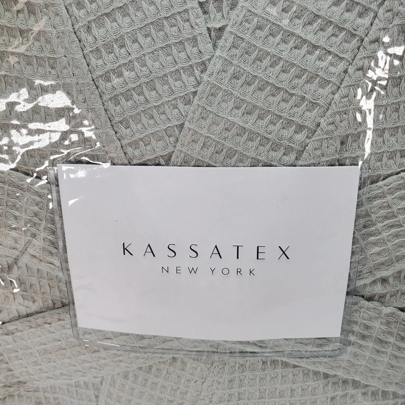 Kassatex Luxury Womens Hotel KIMONO Style Waffle BATHROBE L/XL 100% Cotton Gray Size L - Image 2