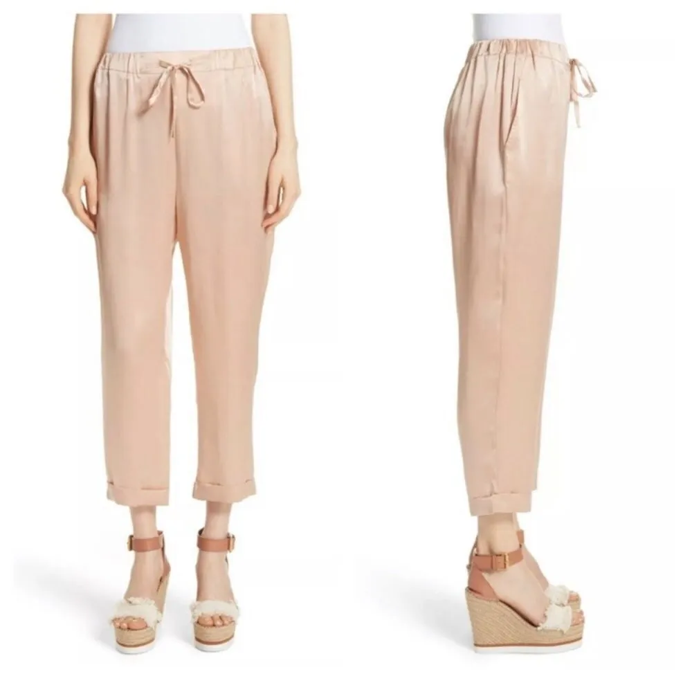 Casual Mes Demoiselles Blush‎ Gold Silk Pants Ankle Career Professional 38 6 - Image 2