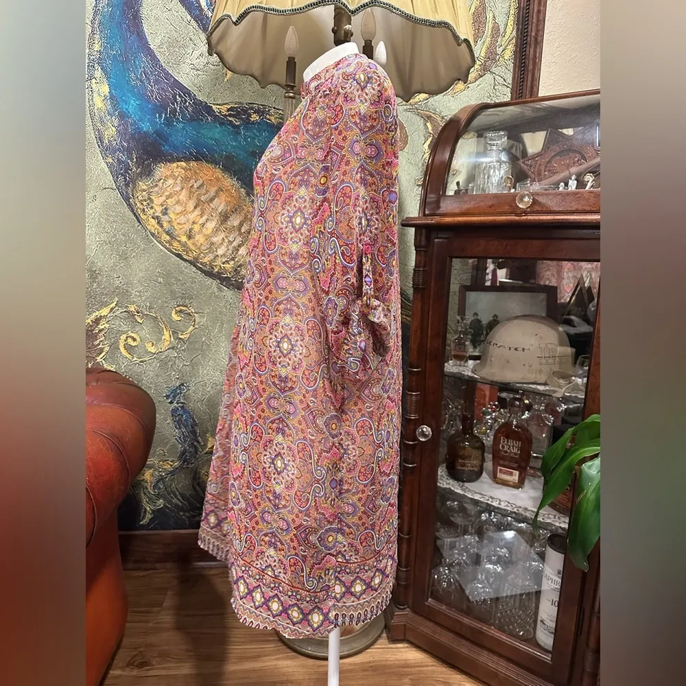 EUC TACERA SHEER ABSTRACT PAISLEY QUARTER SLEEVE DRESS - Image 5