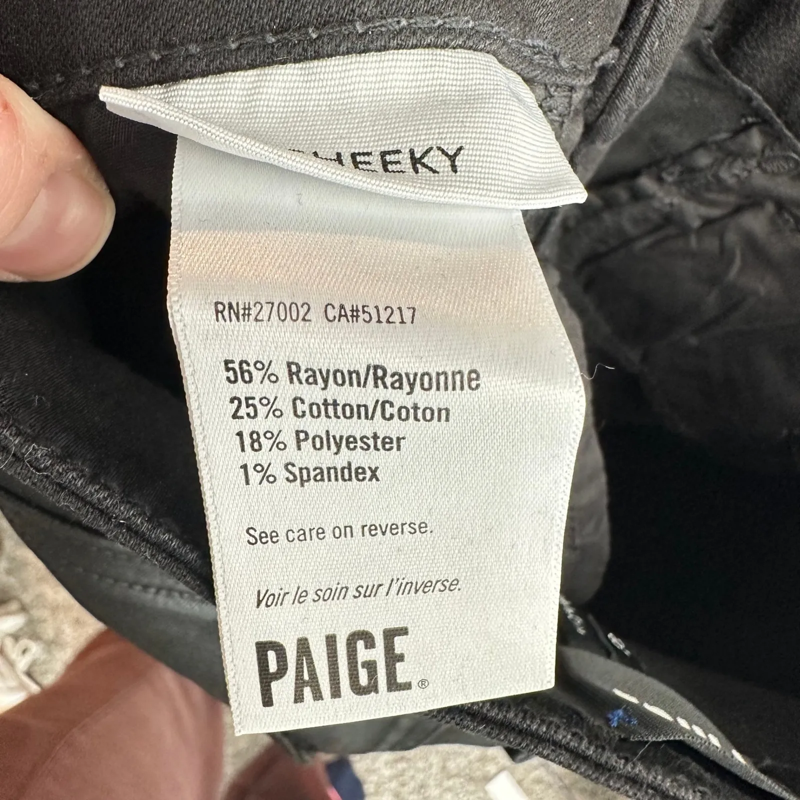 PAIGE Women's Size 23 Cheeky High Rise Skinny in Black Fog Luke Coating NWOT - Image 5