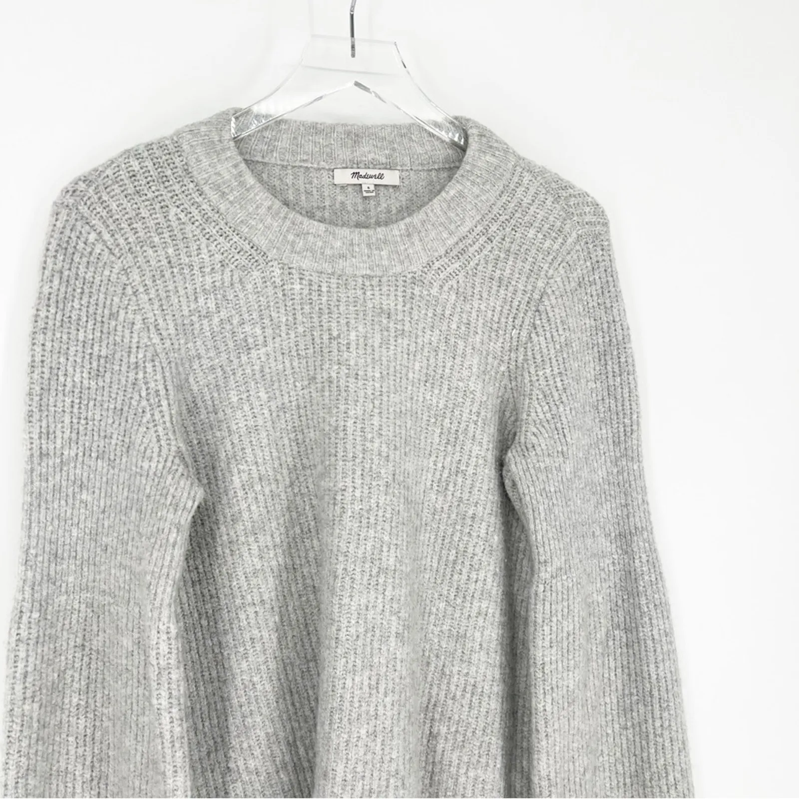 Madewell Chunky Knit Bell Sleeve‎ Sweater S Grey - Image 4