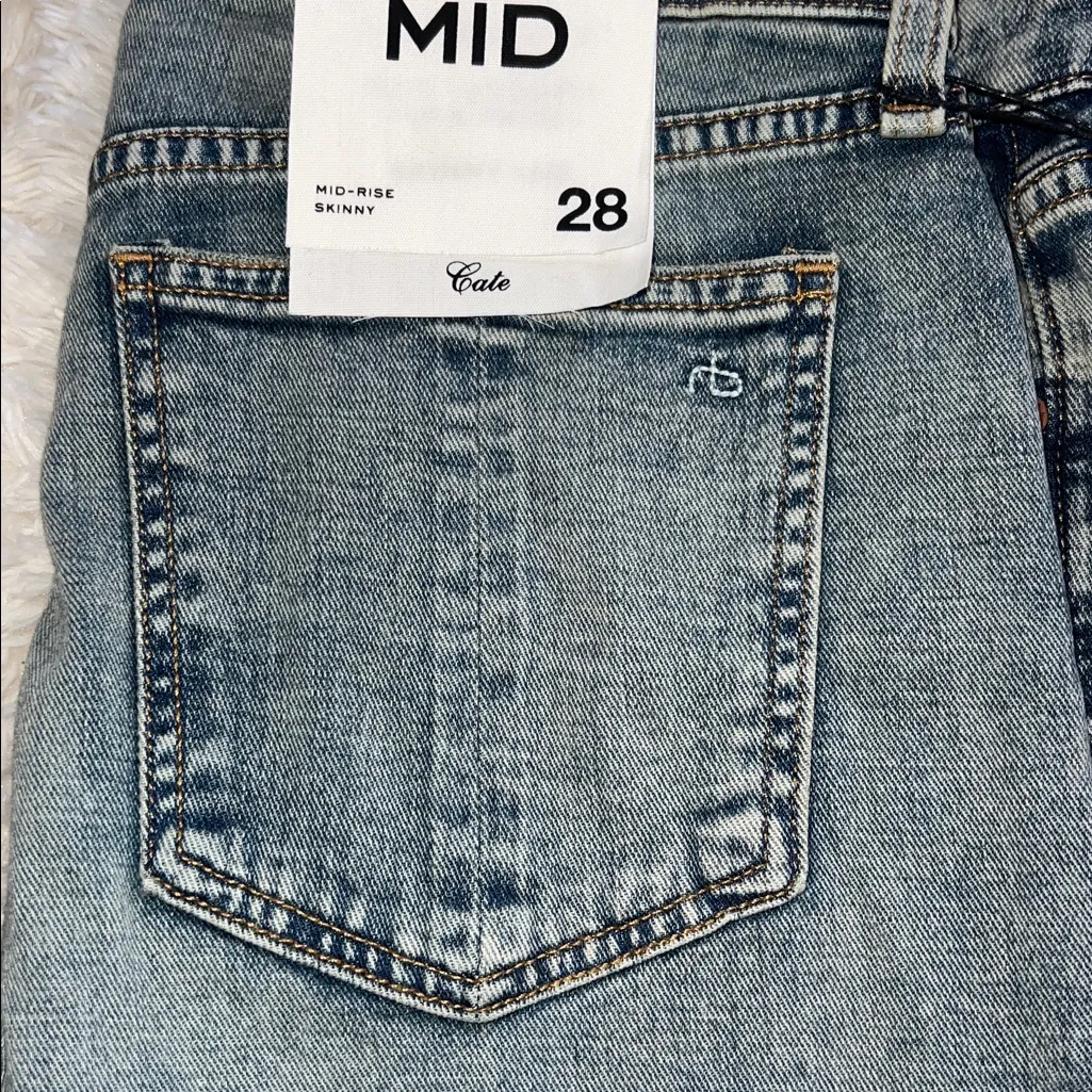 Rag & Bone Stella Cate Mid Rise Skinny Jean Medium Indigo Wash 28 x 30 NWT - Image 2