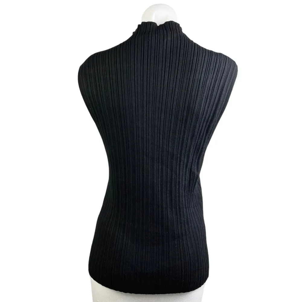 Abercrombie & Fitch Black Ribbed Sleeveless Mock Neck Sweater Vest Tank Top XL - Image 2