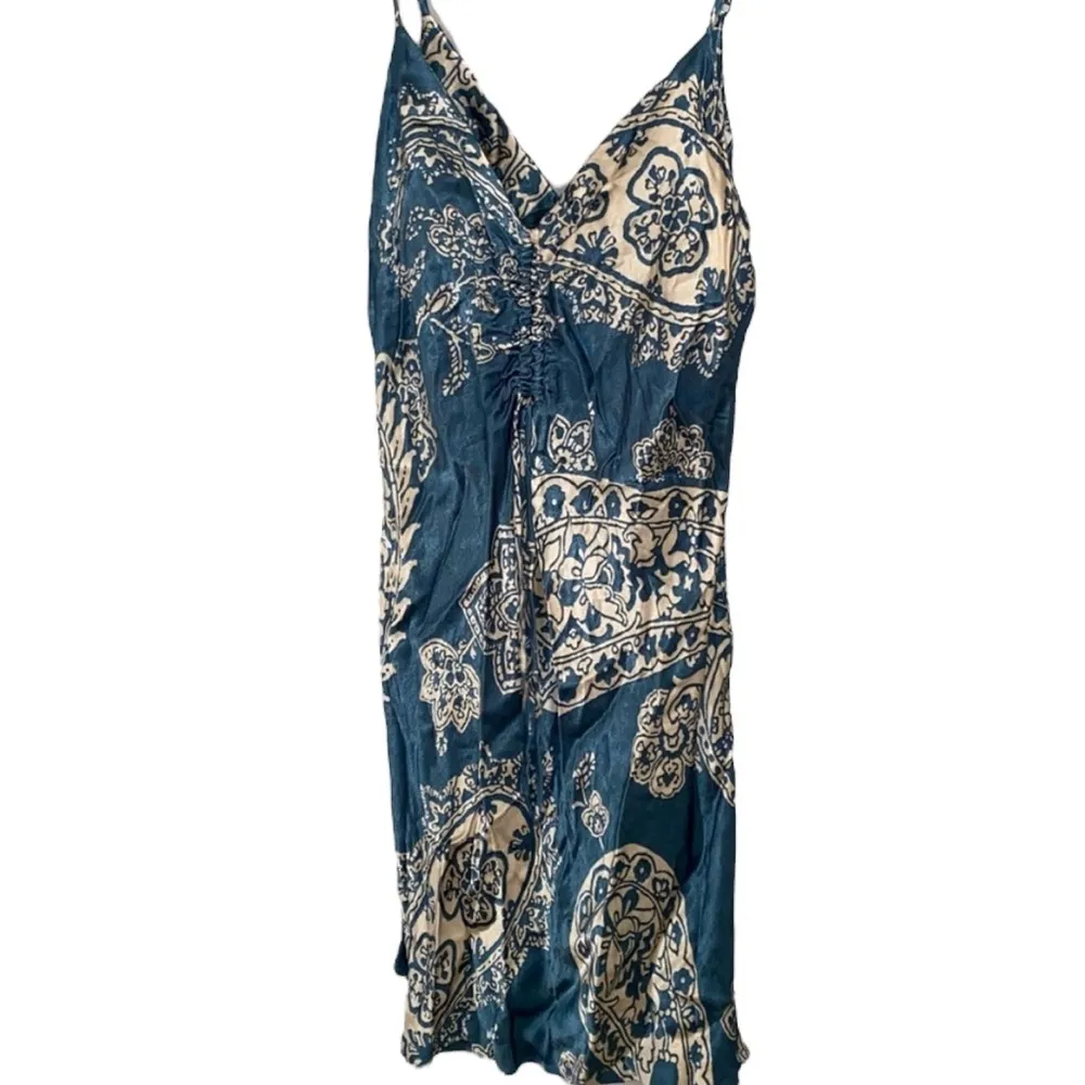 Aqua Teal Blue & White Zara Designer Paisley Dress Women’s Size Medium Large Fit - Image 2