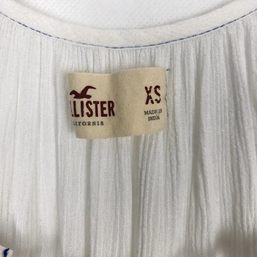 Hollister Embroidered Floral Peasant Womens Top XS Gauzy Fairy Chic Beach Flowy - Image 2