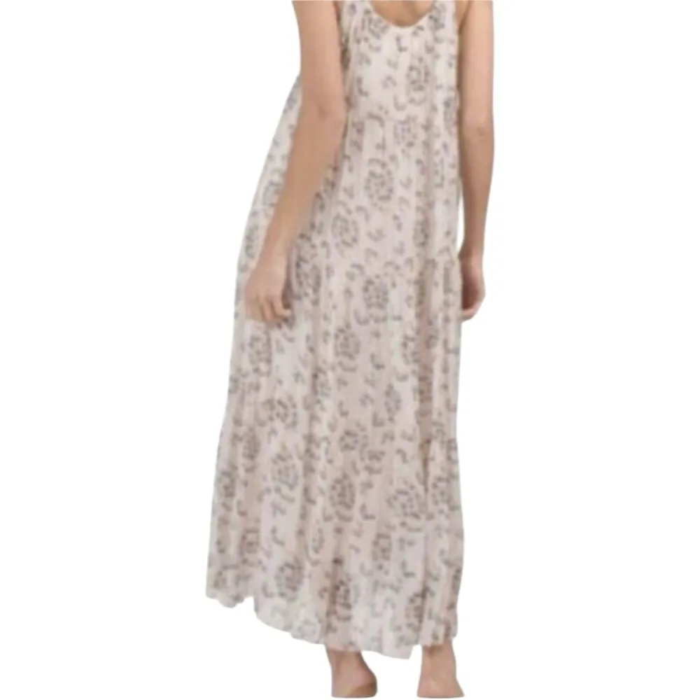 Elena Baldi Women Silk Blend Tiered Midi Dress Pastel Pink Size S Made In Italy - Image 3