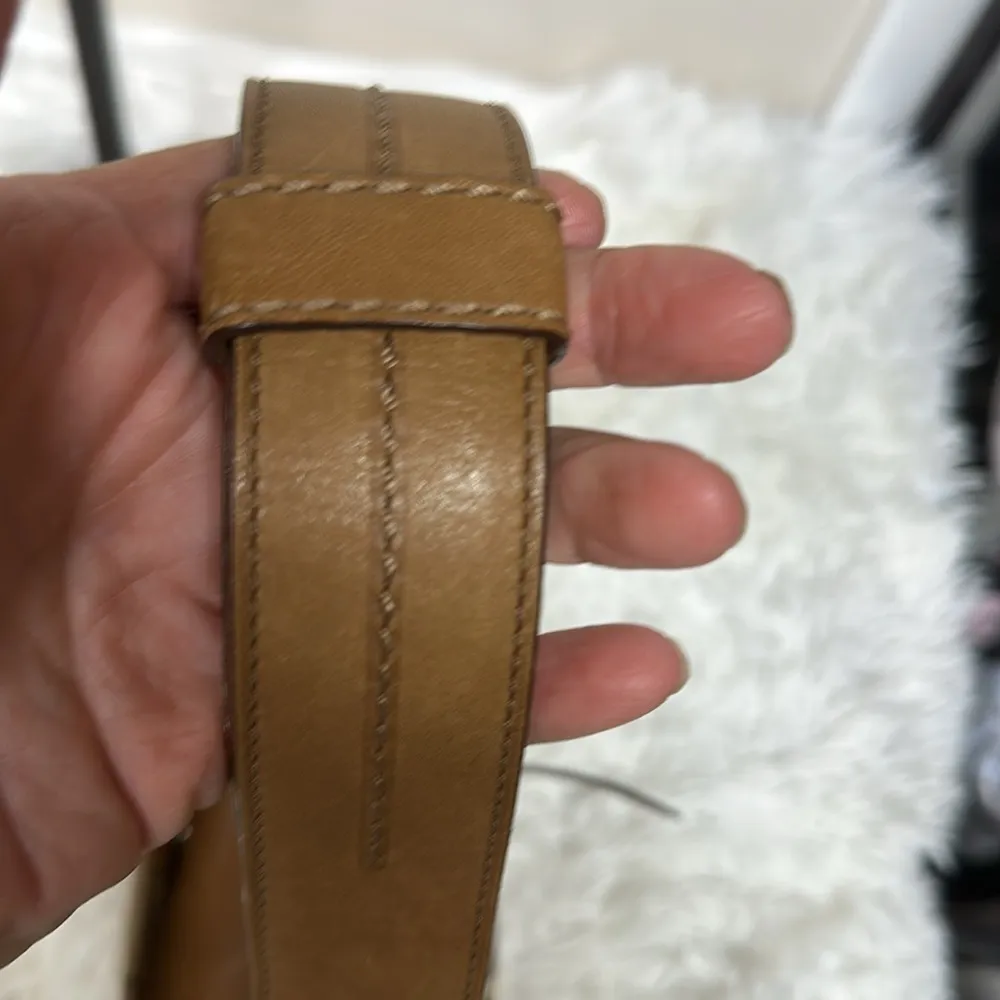 Coach F13359 Tan Leather Cloth Signature-C Shoulder Handbag - Image 9