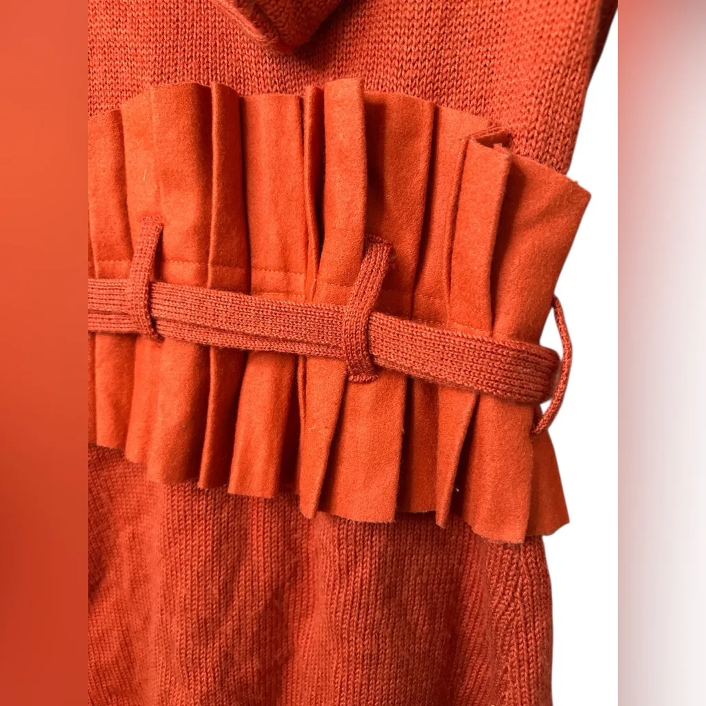 Anthropologie Charlie & Robin Women’s Orange Long Cardigan Jacket W/Hood Size S Red - Image 3