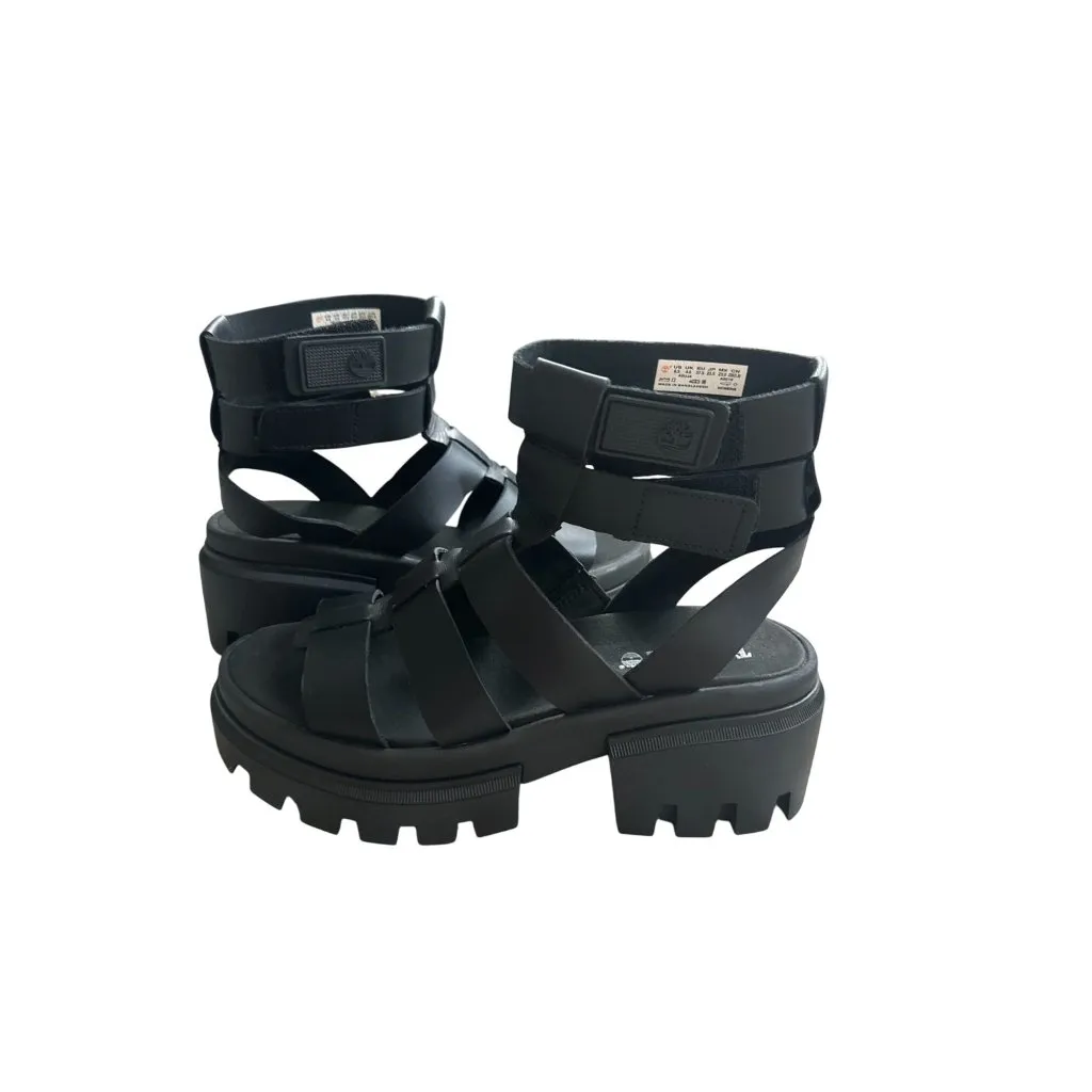 TIMBERLAND Women's Black Leather Platform Sandals Size 6.5 - Image 2