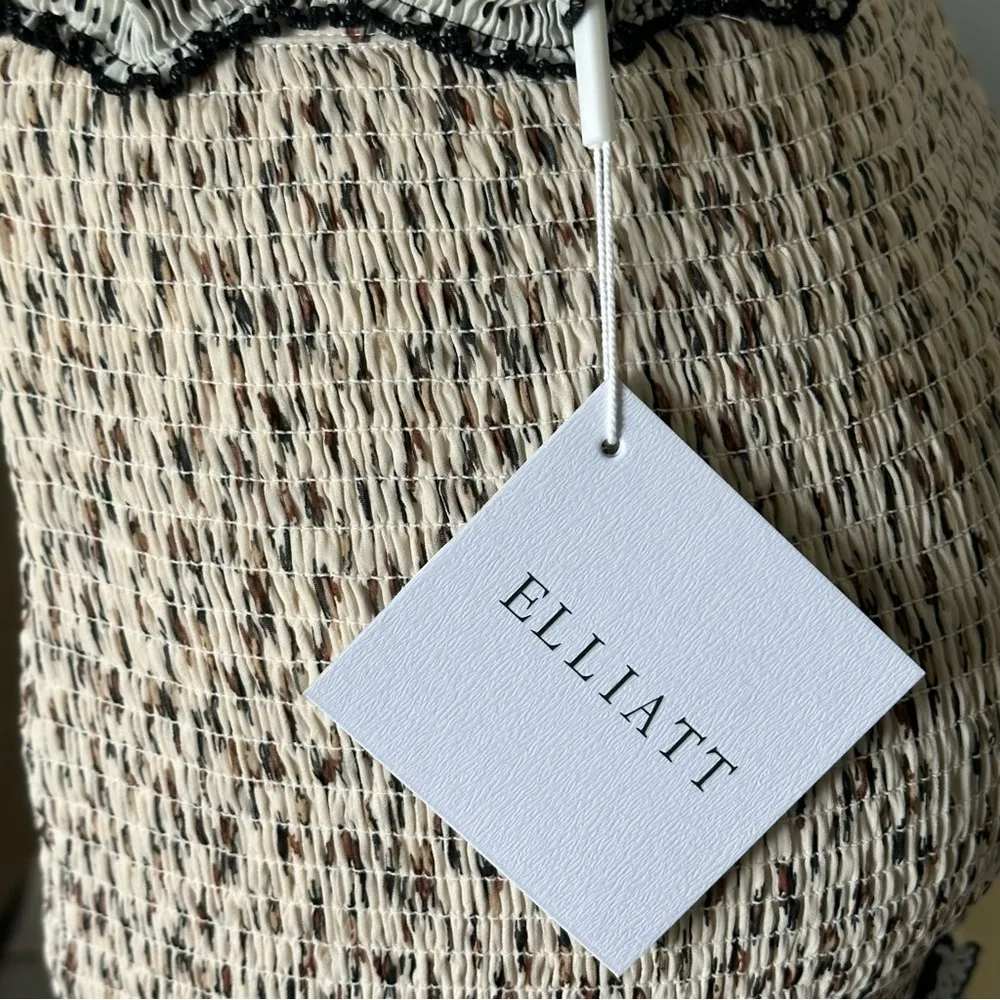 Elliatt Muse Cream Cheetah Animal Print Ruffled Bodycon Mini Skirt Womens Medium - Image 9