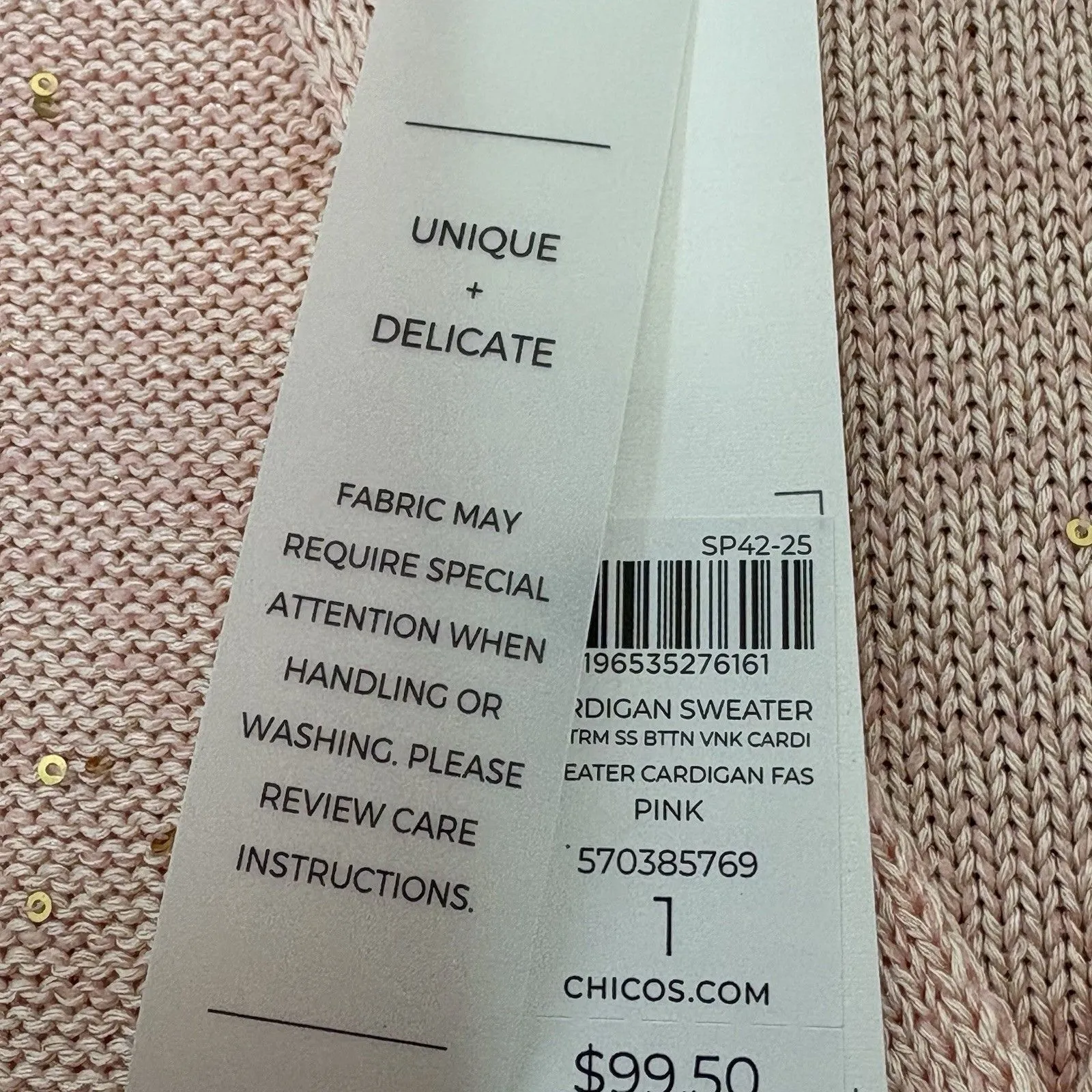 Chico's Sequin Short-Sleeved Cardigan Pink Size 1 Casual Chic Girly Sparkly - Image 10