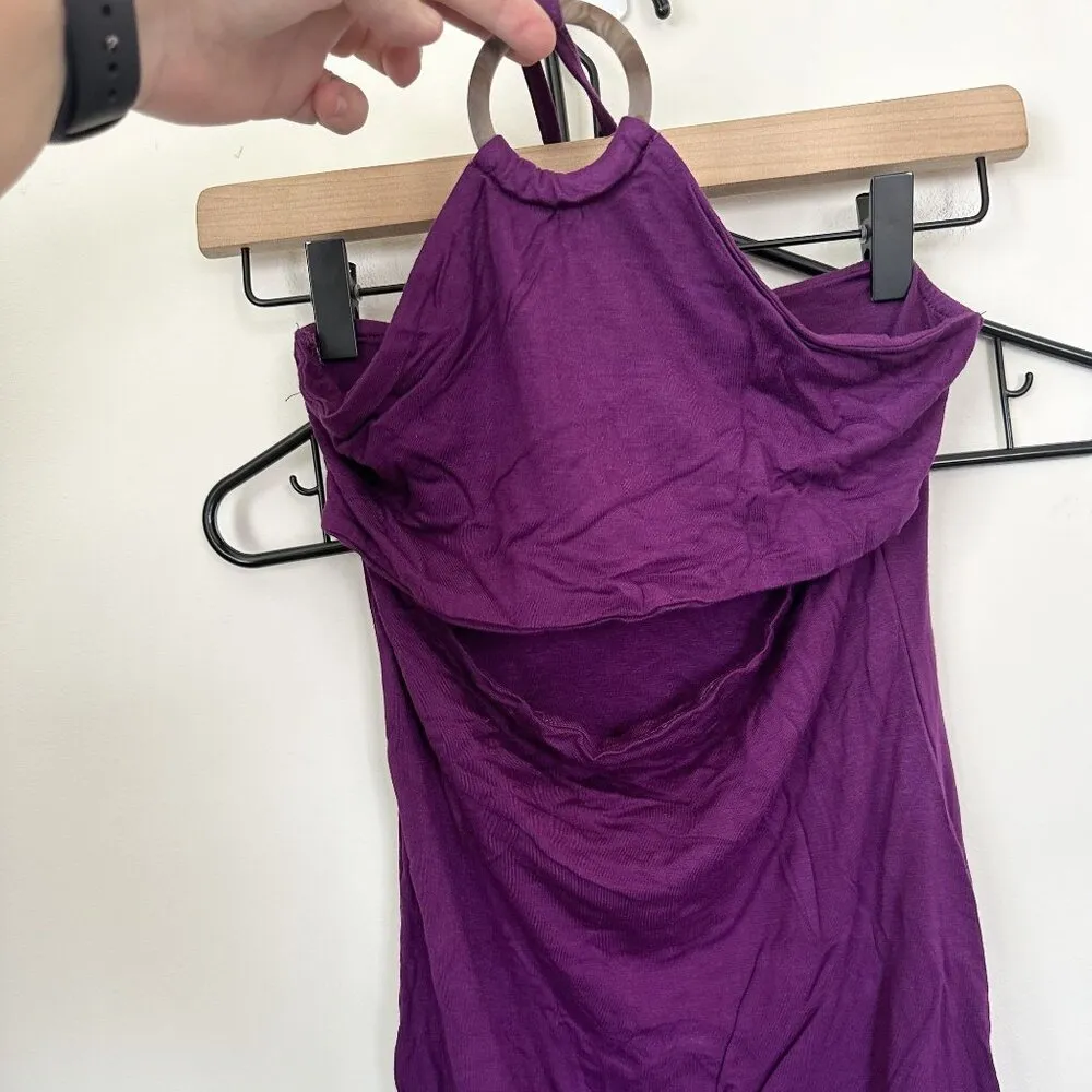 Purple Halter Bodycon Mini Dress with Cutout - Size: Small (4) - Image 2