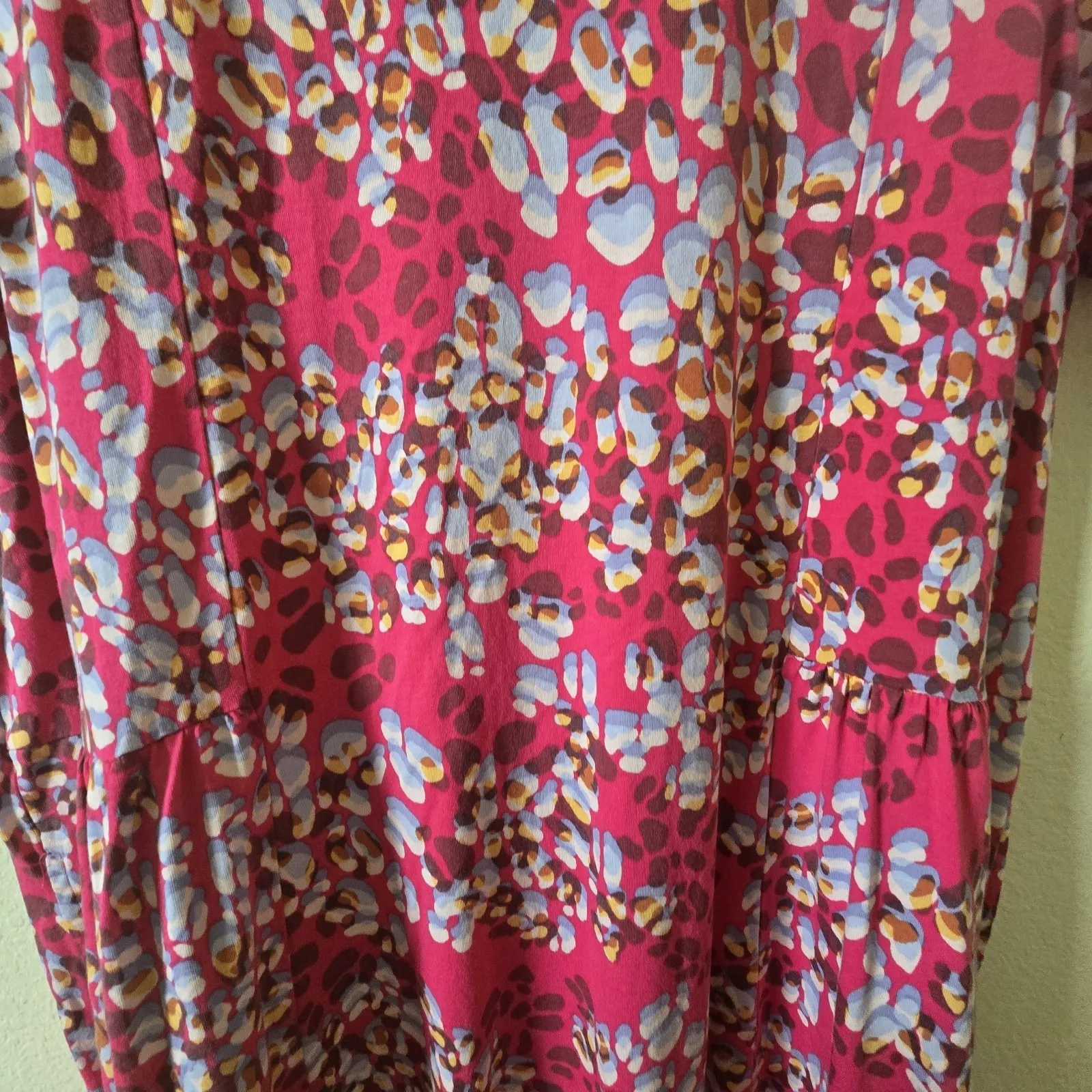 LOGO Lori Goldstein Midi Dress Large Pink‎ Floral Printed Short Sleeves Pink - Image 2