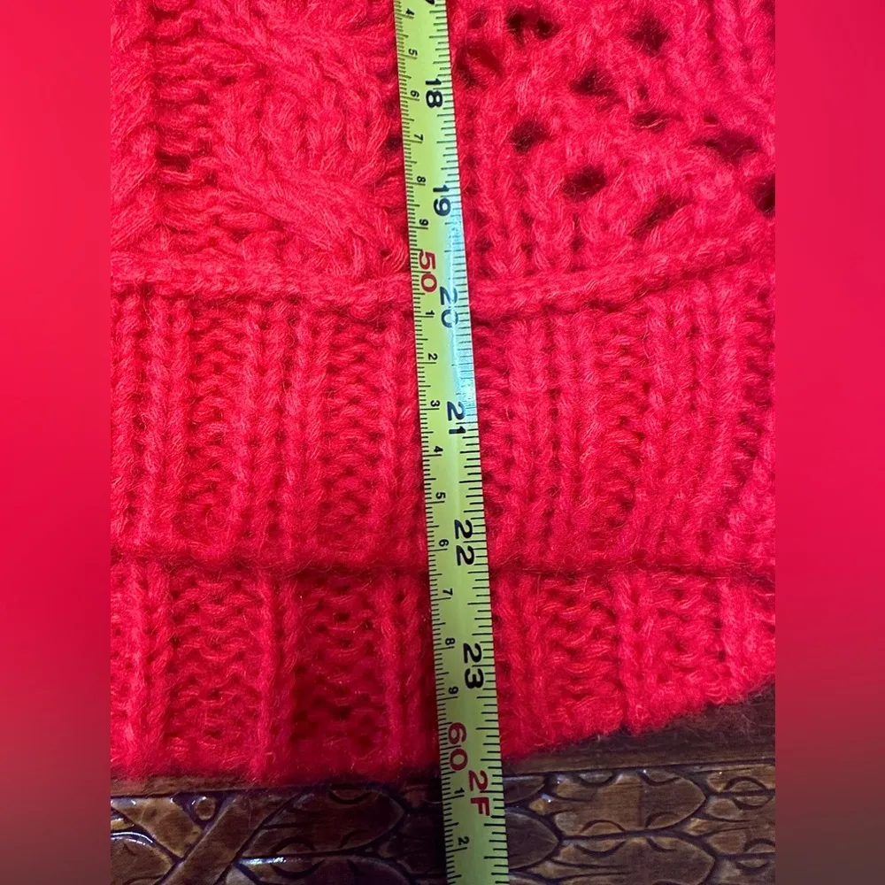 Open Cable Knit Wildfire Chunky Pull Over Sweater Wool Blend Size M - Image 8