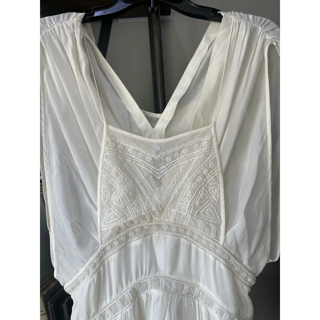 IRO Conor Embellished Silk Mini Dress Ecru Ivory Womens Size FR 40 US 8 - Image 4