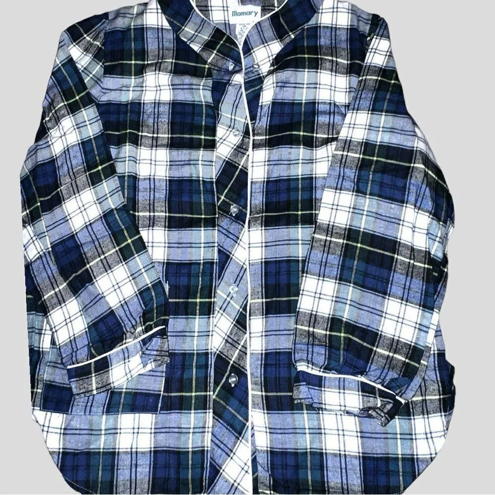 Mamary brand black and white plaid flannel pj set! New Size M - Image 3