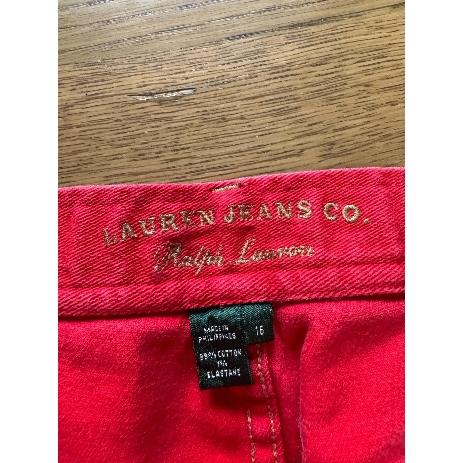 Lauren Jeans Co Ralph Lauren Jeans Womens 16 Red Classic Straight Stretch Pants - Image 8