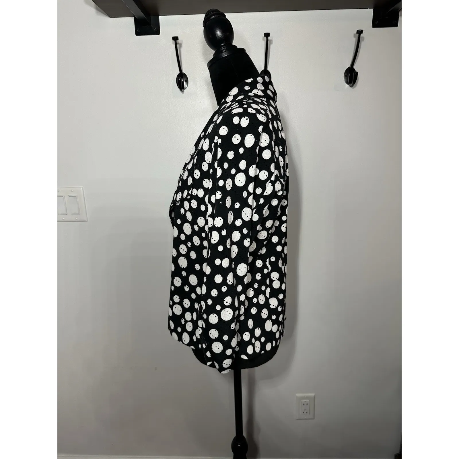 Frank Lyman Open Jacket Women’s Size 8 Black White Polka Dot Shimmer Stretch - Image 2