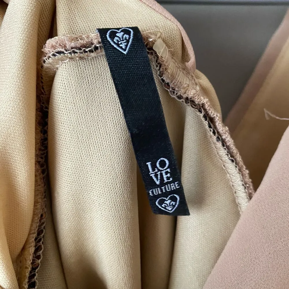 Love Culture sz S beige‎ gold blouson sequin mini cocktail dress - Image 5