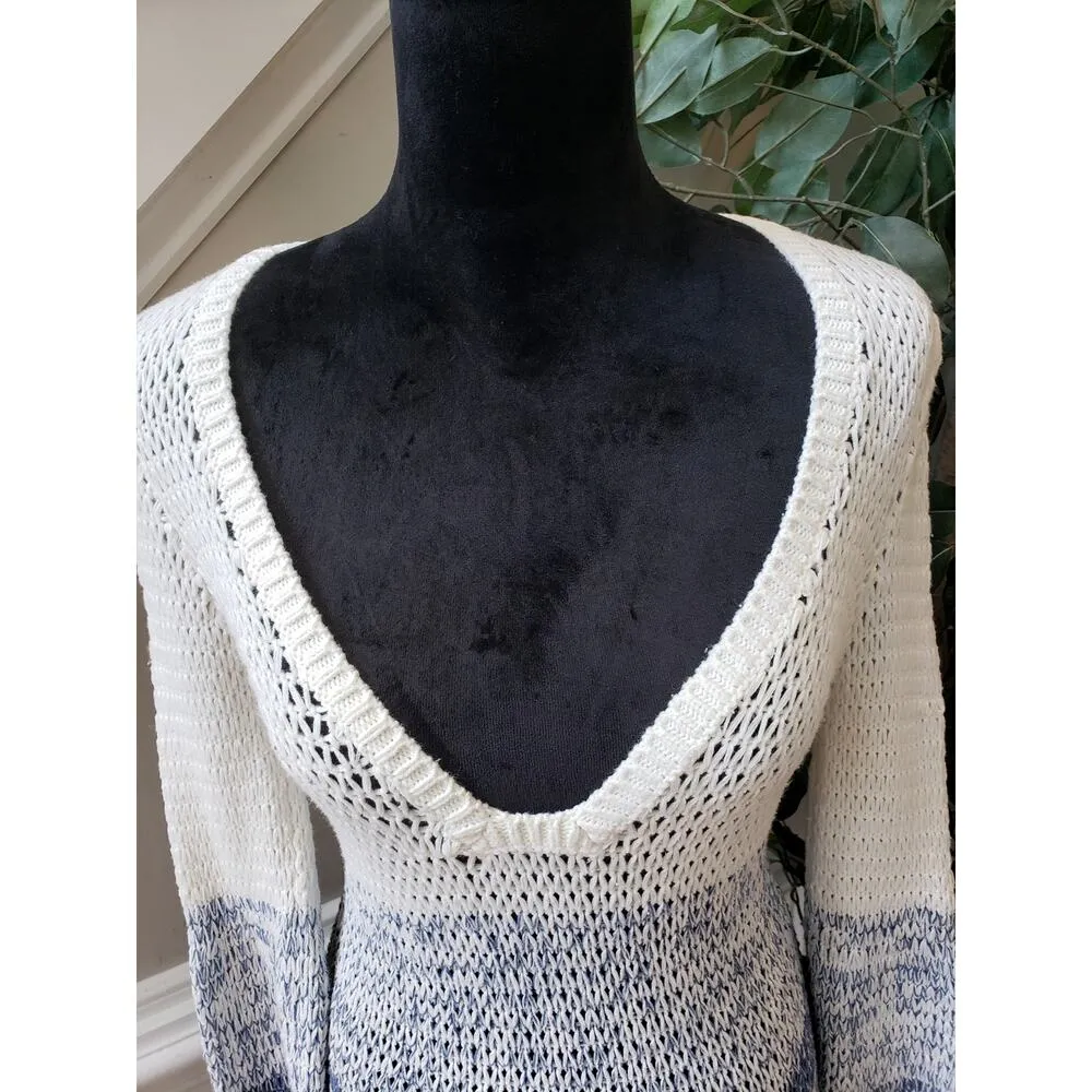 Tularosa Sweater Womens Size 2XS Beige & Blue Casual Long Sleeve V-Neck Pullover - Image 10
