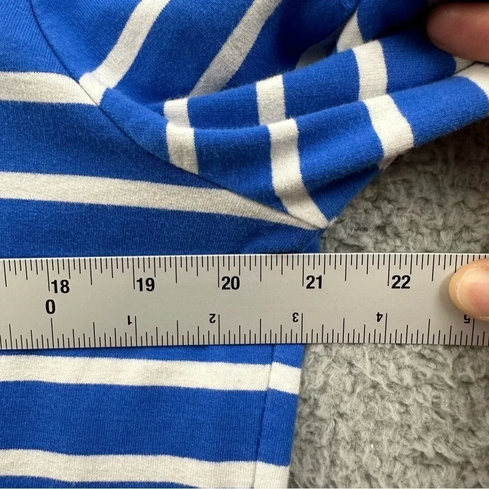 Crown &‎ Ivy Long Sleeve Top Beaded Elephant Blue White Striped Women's Large - Image 8