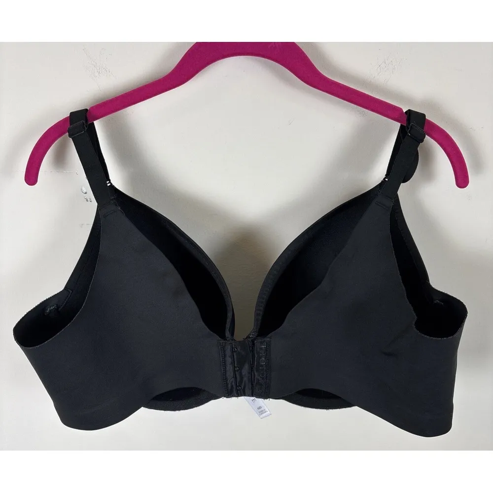 Cacique Bra‎ Lightly Lined Full Coverage Sz 42D Black Underwire - Image 5