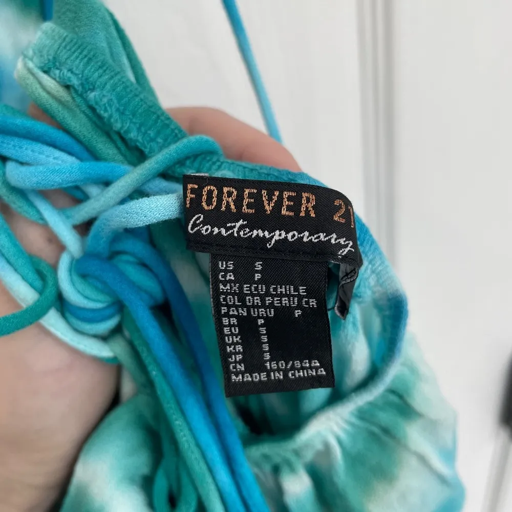 Forever 21 Contemporary Blue Green Tie Dye Swim Coverup Dress Women’s Size S - Image 3