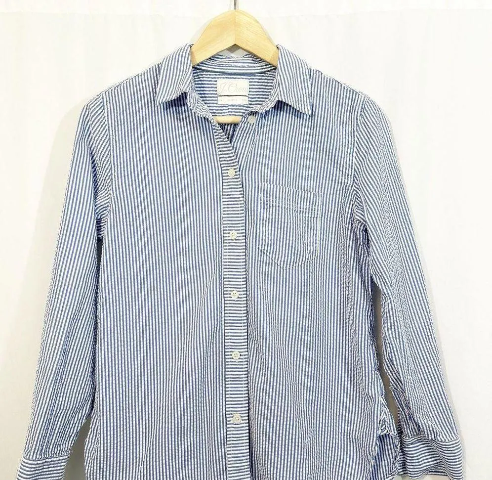 J.Crew  Classic Fit Seersucker Striped Button Down Collared Shirt - Image 4